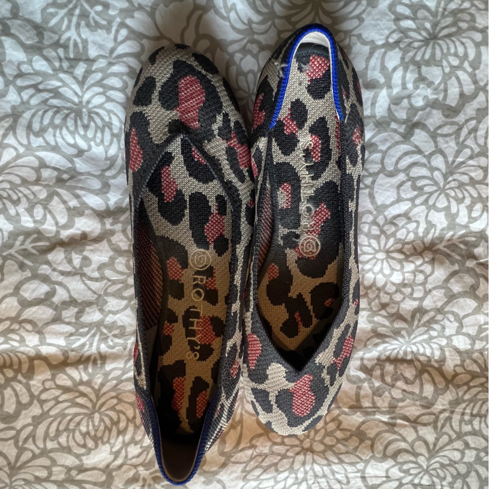 Rothy's Pink and Black Animal Print Flats - Picture 6 of 8